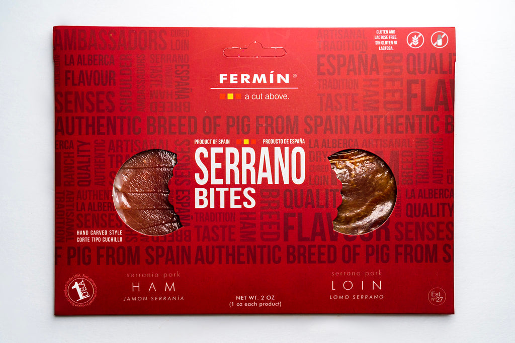 SERRANO BITES 2 oz  SERRANÍA HAM “Hand Carved Style” & SERRANO LOIN - Europea Food