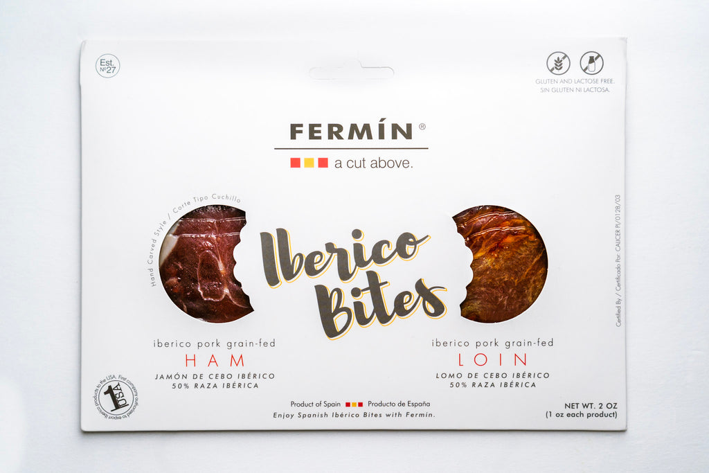 IBÉRICO BITES 2 oz  IBÉRICO GRAIN-FED HAM “Hand Carved Style” & IBÉRICO GRAIN-FED LOIN - Europea Food