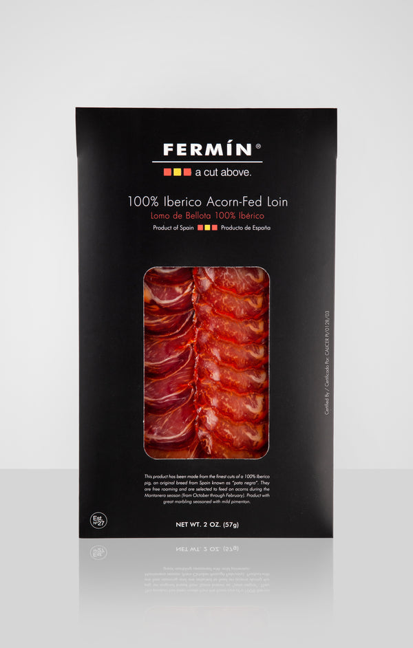 100% Ibérico Acorn-Fed Loin Sliced 2 oz by Fermín - Europea Food